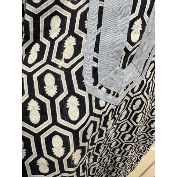 Crown & Ivy Curvy 3X Linen Tunic Dress Navy White Pineapple Print Split Neck - Picture 4 of 7
